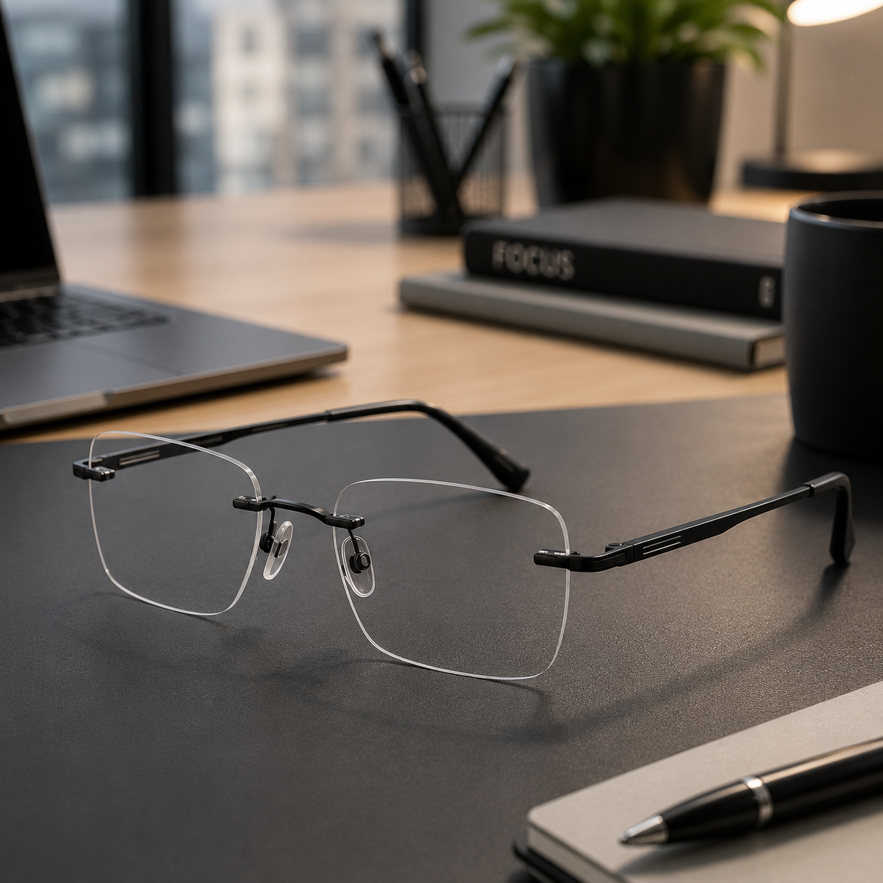 Rimless eyeglasses frame style